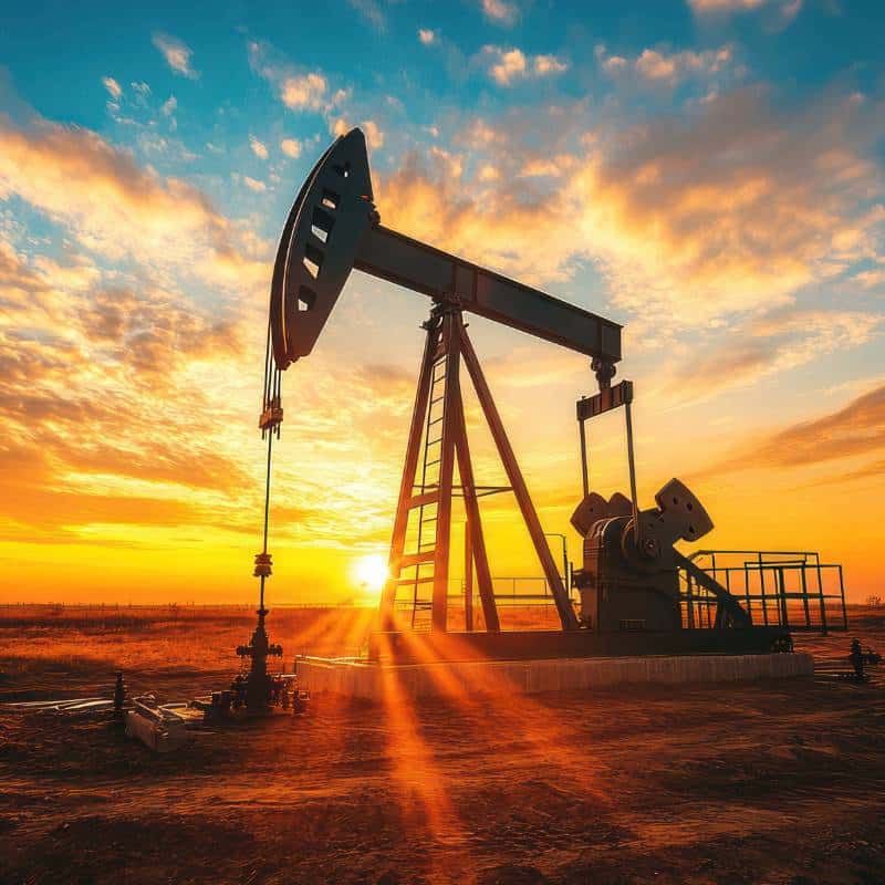 Sunset oil pump jack field energy extraction